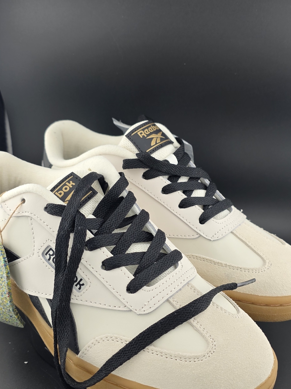 Reebok Classic Low-Top Sneakers in White, Black & Gum 8.5 Women